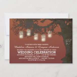 Mason Jar String Lights Herbstduft Hochzeit Einladung