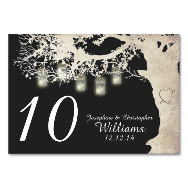 Mason Jar String Lights Tree Tischnummer (Vorderseite)