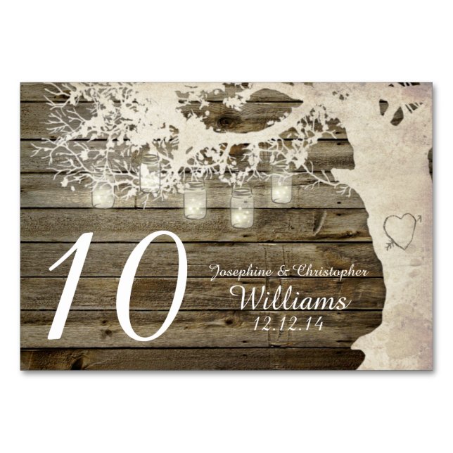 Mason Jar String Lights Tree Tischnummer (Vorderseite)