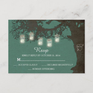 Mason Jar String Lights Tree Vintager Aquamariner RSVP Karte