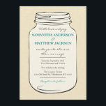 Mason Jar Style 2 Wedding Einladung - Aquamarin<br><div class="desc">Ideal für ein Land,  rustikale oder lässige Hochzeit! Mason Jar Hand gezeichnet auf einem schwachen Leinen Textur Hintergrund. Bitte kontaktieren Sie mich für benutzerdefinierte Farben oder benutzen Sie den Button "Anpassen",  um die Textfarben und -größen bei der Zuhause zu ändern!</div>