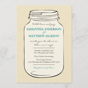 Mason Jar Style 2 Wedding Einladung - Aquamarin
