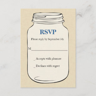 Mason Jar Style 2 Wedding RSVP - Blau Karte