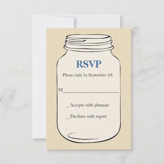 Mason Jar Style 2 Wedding RSVP - Blau Karte (Vorderseite)