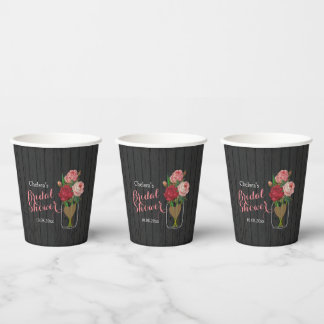 Mason Jar Stylish Rose Bridal Shower  Pappbecher