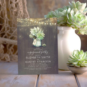 Mason Jar Succules rustikale Engagement Party Einladung