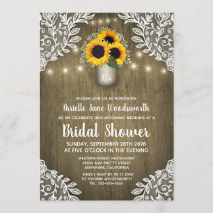Mason Jar Sunflower Bridal Einladungen