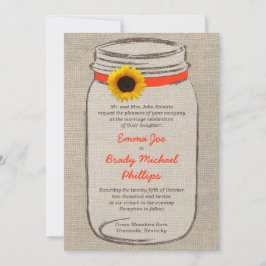 Mason Jar & Sunflower Hochzeit Einladung Orange
