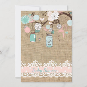 Mason Jar und Burlap Baby Dusche Einladung