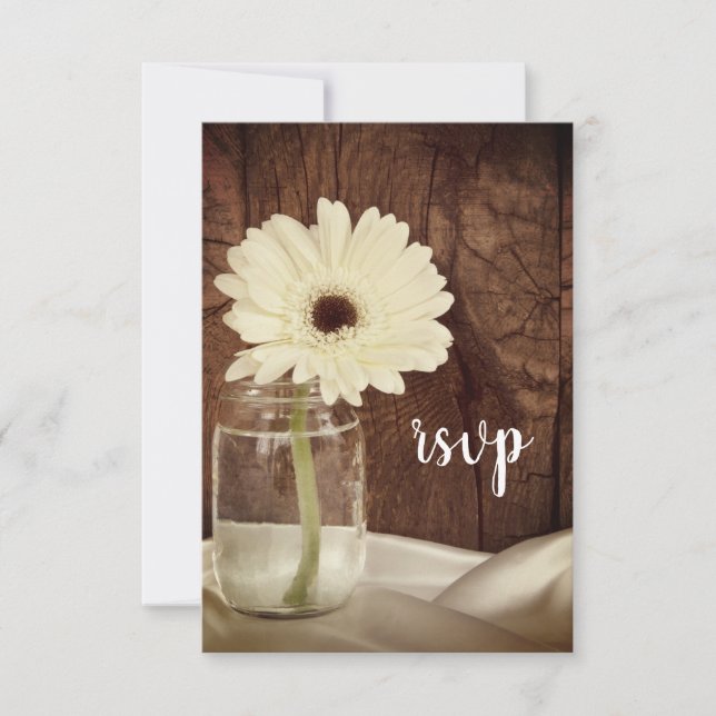 Mason Jar und Daisies Country Barn Wedding RSVP (Vorderseite)