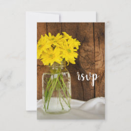 Mason Jar und Daisies Country Wedding RSVP Card Karte