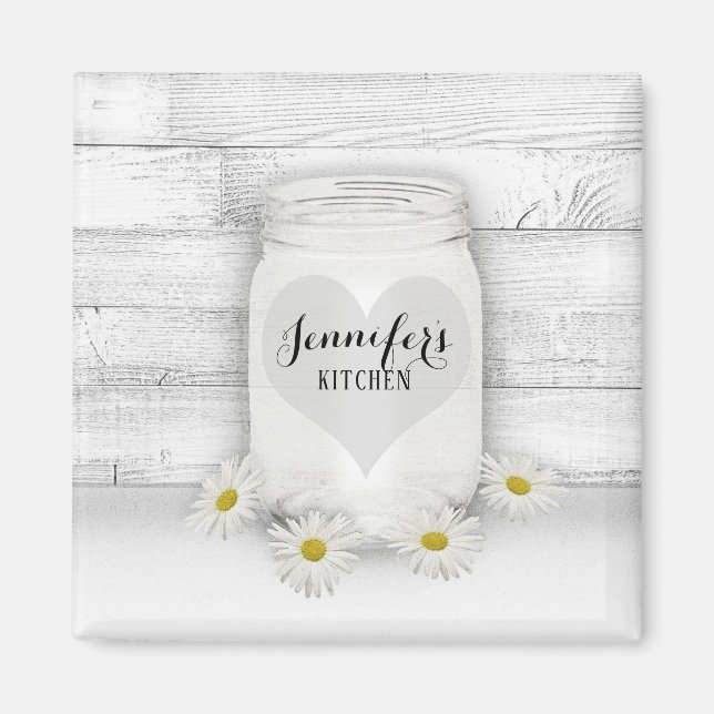 Mason Jar und Daisies Magnet (Vorne)