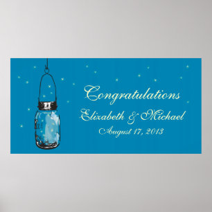 Mason Jar und Fireflies Banner Poster
