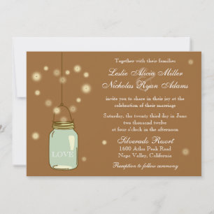 Mason Jar und Fireflies Einladung zur Hochzeit