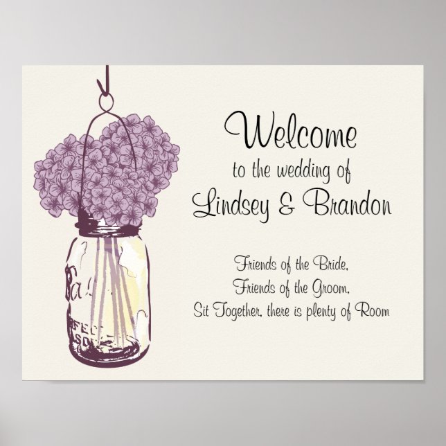 Mason Jar und Hydrangeas Poster (Vorne)