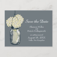Mason Jar und Hydrangeas Save the Date