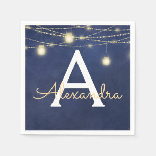 Mason Jar und String Lights Mit Monogramm Serviette