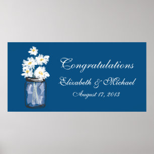 Mason Jar und White Daisies Banner Poster