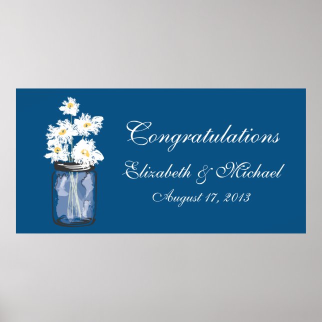 Mason Jar und White Daisies Banner Poster (Vorne)