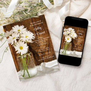 Mason Jar und White Daisies Barn Wedding Einladung