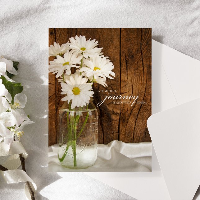 Mason Jar und White Daisies Country Barn Wedding Einladung (Von Creator hochgeladen)