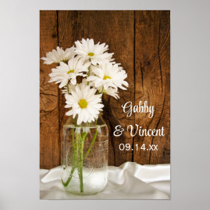 Mason Jar und White Daisies Country Barn Wedding Poster