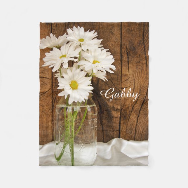 Mason Jar und White Daisies Country Ranch Fleecedecke (Vorderseite)