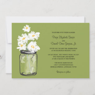 Mason Jar und White Daisies Wedding Einladung