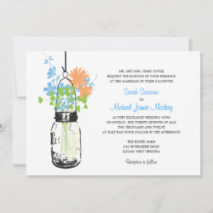 Mason Jar und Wildblumen Hochzeiten Einladungen