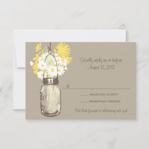 Mason Jar und Wildblumen RSVP Karte