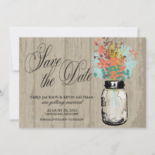 Mason Jar und Wildblumen Save the Date