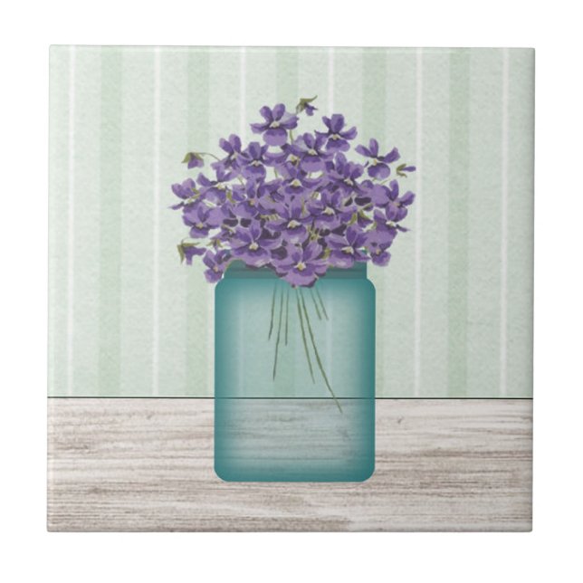 Mason Jar Veilchen Kachel (Vorderseite)