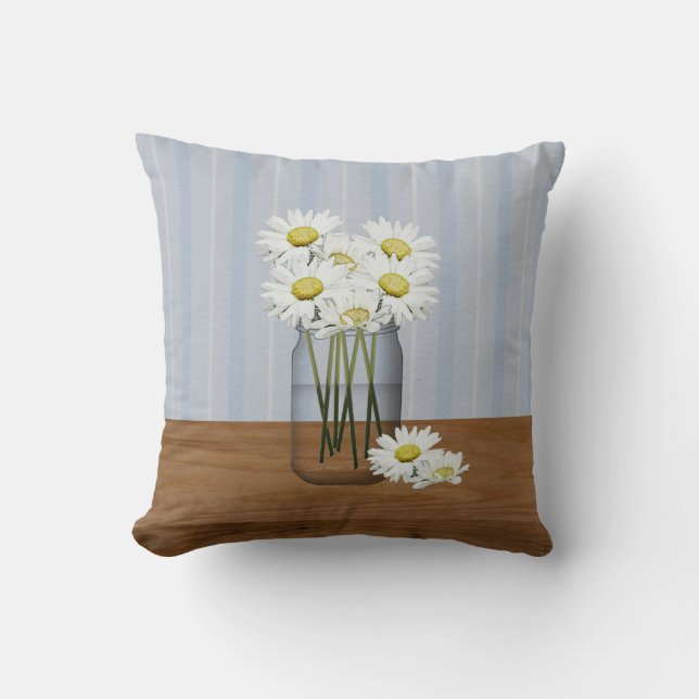 Mason Jar von Daisies Pillow Kissen (Vorderseite)