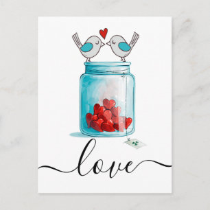Mason Jar von der Liebe Postkarte