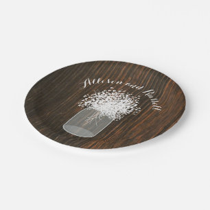 Mason Jar von Gipskraut Wood Inspiriert Hochzeit Pappteller