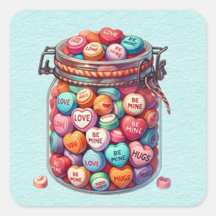Mason Jar von Valentine Word Candy Quadratischer Aufkleber