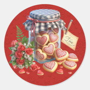 Mason Jar von Valentinherz-Cookies Runder Aufkleber