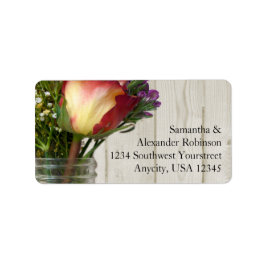 Mason Jar w/Rose und Wildblumen Adressaufkleber