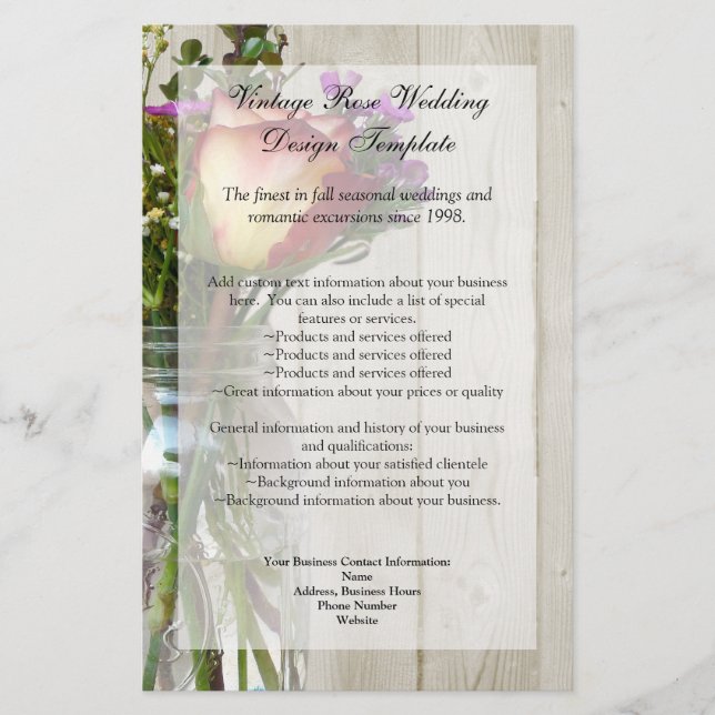 Mason Jar w/Rose und Wildblumen Flyer (Vorne)