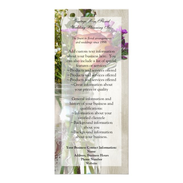 Mason Jar w/Rose und Wildblumen Werbekarte (Vorne)