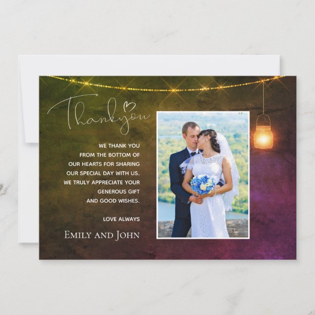 Mason Jar Warm Autumnal Colors Foto Vielen Dank Dankeskarte (Vorderseite)