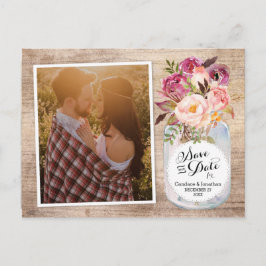 Mason Jar Watercolor Blume Foto Save the Date Ankündigungspostkarte