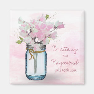 MASON JAR WATERCOLOR PINK PLATTERBSEN MAGNET