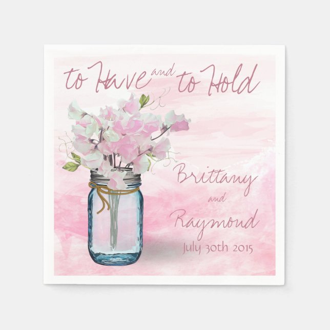 MASON JAR WATERCOLOR PINK PLATTERBSEN SERVIETTE (Vorderseite)