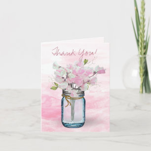 MASON JAR WATERCOLOR ROSA SÜSSE ERBSEN DANKESKARTE