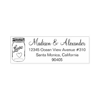 Mason Jar Wedding Address Briefmarke, Self Inking  Permastempel