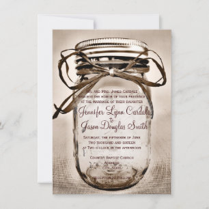 Mason Jar Wedding Einladung mit Verlobung Foto