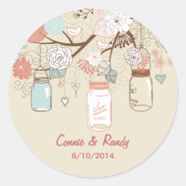 Mason Jar Wedding Sticker Blue Rust Country