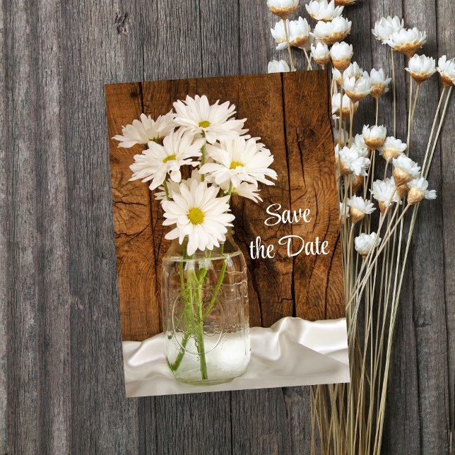 Mason Jar White Daisies Sweet 16 Save the Date (Von Creator hochgeladen)