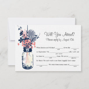 Mason Jar Wildblumen LIB UAWG RSVP Karte